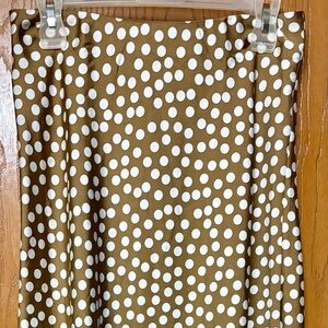 J. Crew Brown with White Polka Dot Midi A-Line Long Skirt Sz Small